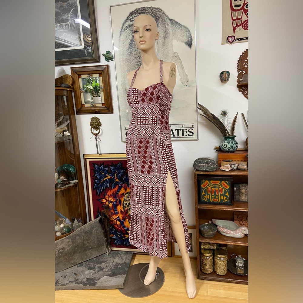 Tribal Patterned Halter Maxi Dress